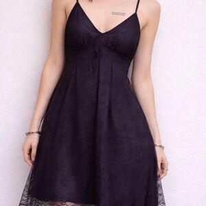Naf Naf Lacy Black Babydoll Slip Dress Size L